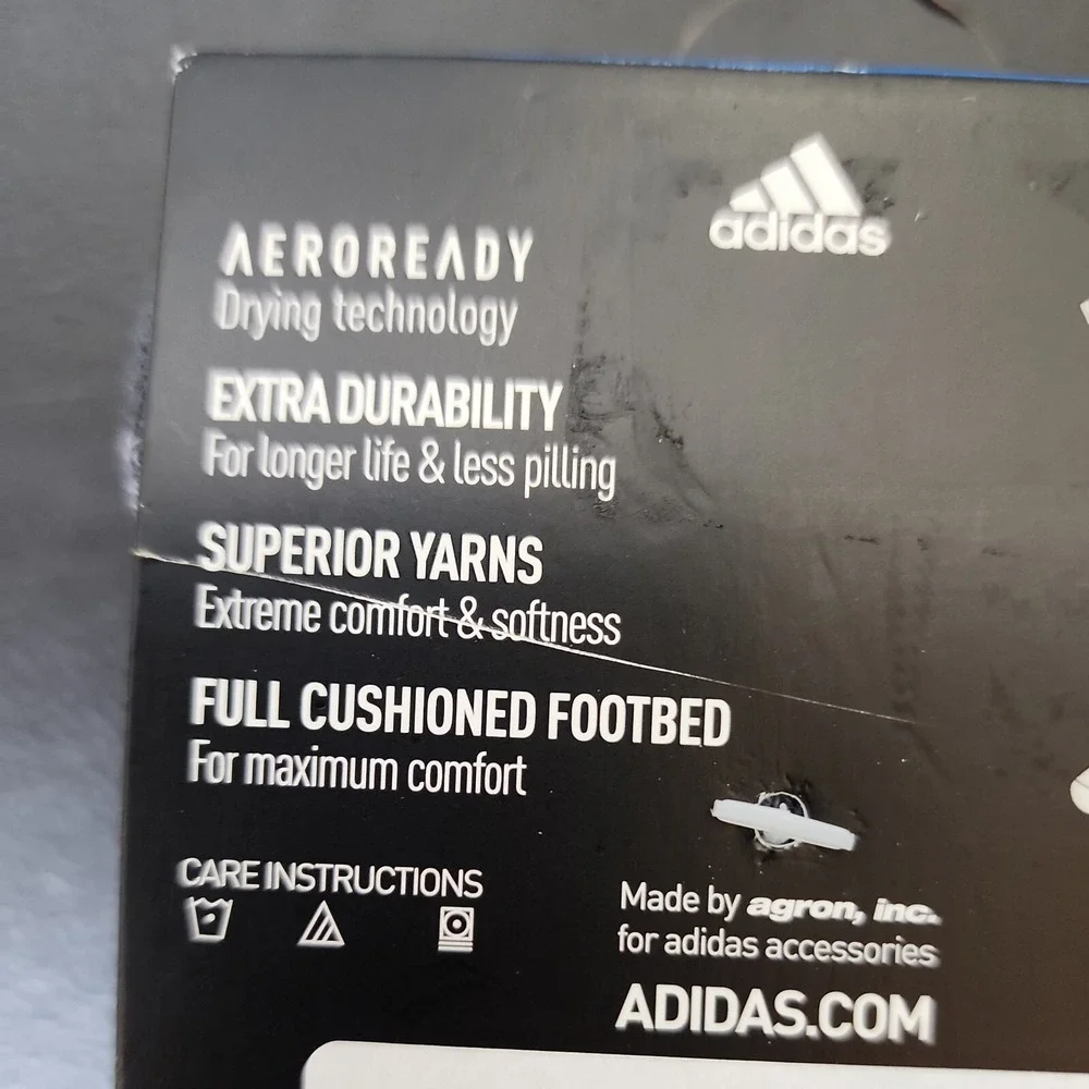 Adidas Mens Shoe Size 6 - 12 AeroReady Cushioned Crew Socks 3 Pair Pack